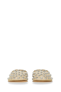 Cream-colored leather slide sandals with silver-toned studs alexanderwang womens sandal rhodes beige