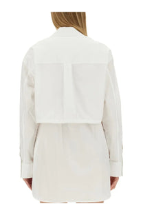 Alexanderwang women’s white minimalist shirt dress with long sleeves structured collar and tailored lines