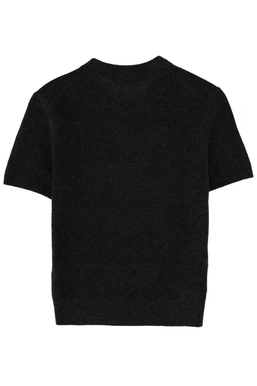 Black short-sleeved knit top with textured shimmering fabric from alexanderwang womens shirt grey collection