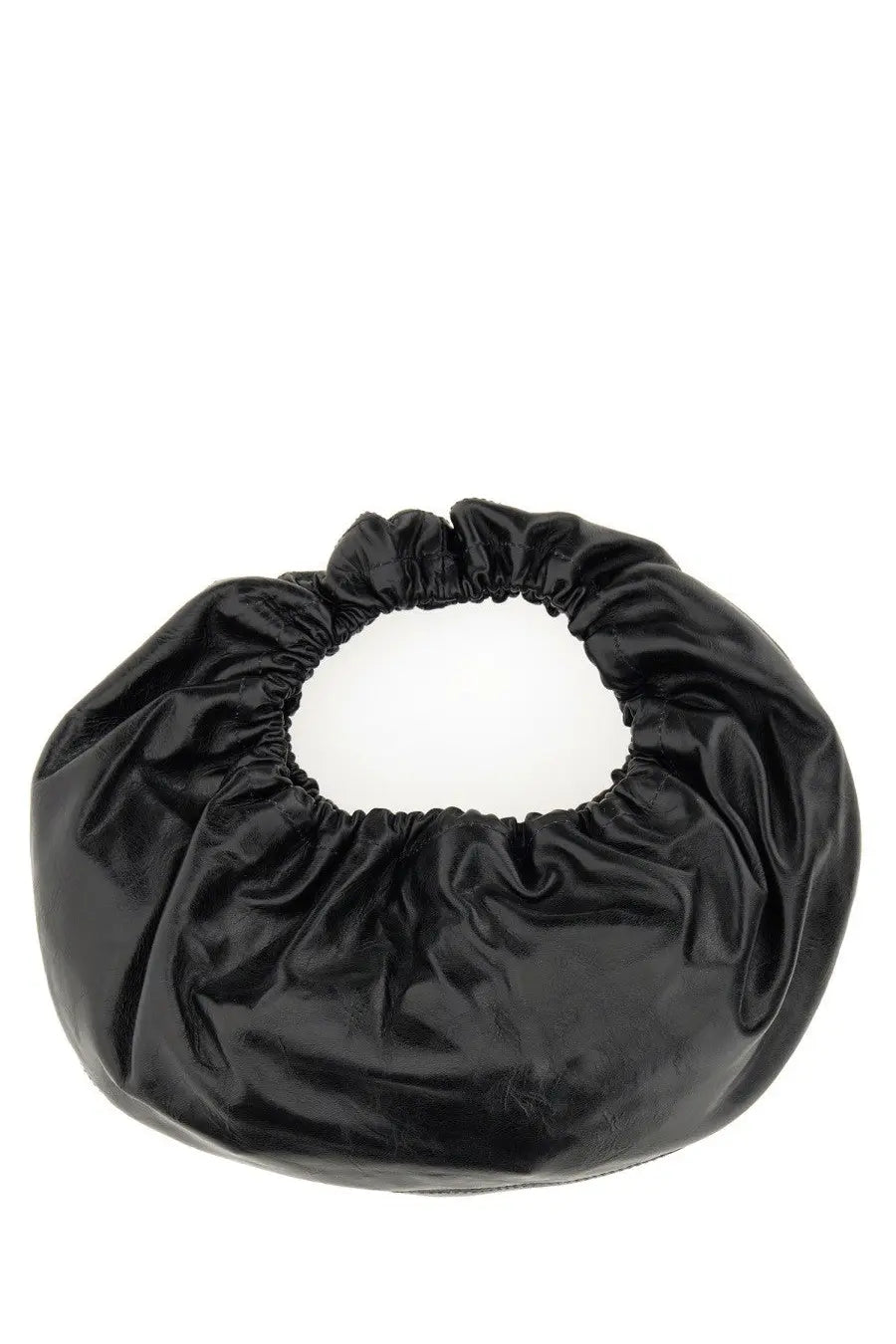 Alexanderwang women’s small crescent bag black glossy patent leather with gathered circular top opening