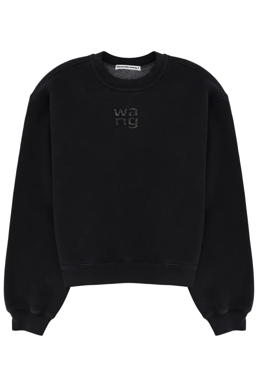 Alexanderwang women’s black sweatshirt with subtle sparkling wang logo embroidered on the chest