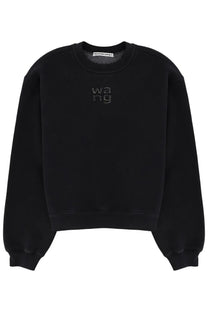 Alexanderwang women’s black sweatshirt with subtle sparkling wang logo embroidered on the chest