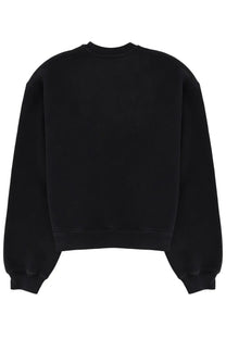 Alexanderwang women’s black oversized crewneck sweatshirt with relaxed fit and ribbed cuffs in soft cotton blend