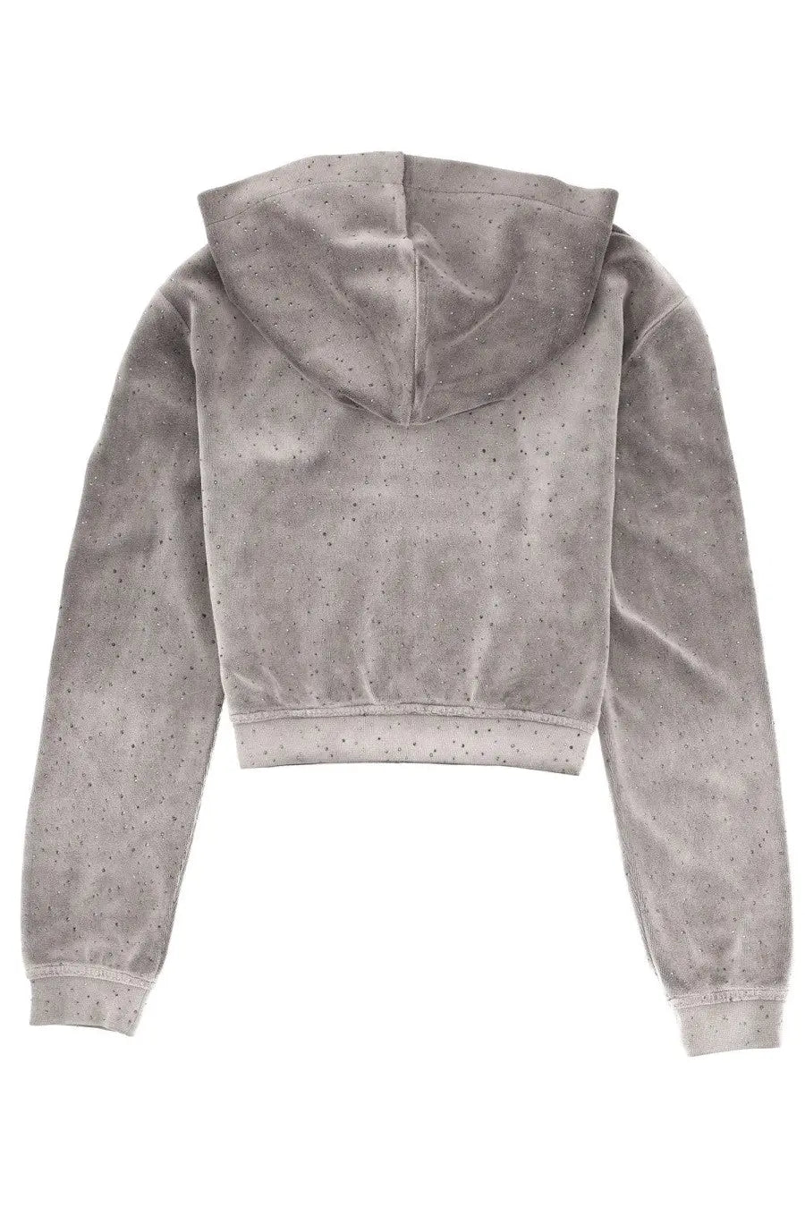 Alexanderwang women’s sweatshirt grey soft gray velvet cropped hoodie with subtle speckled pattern