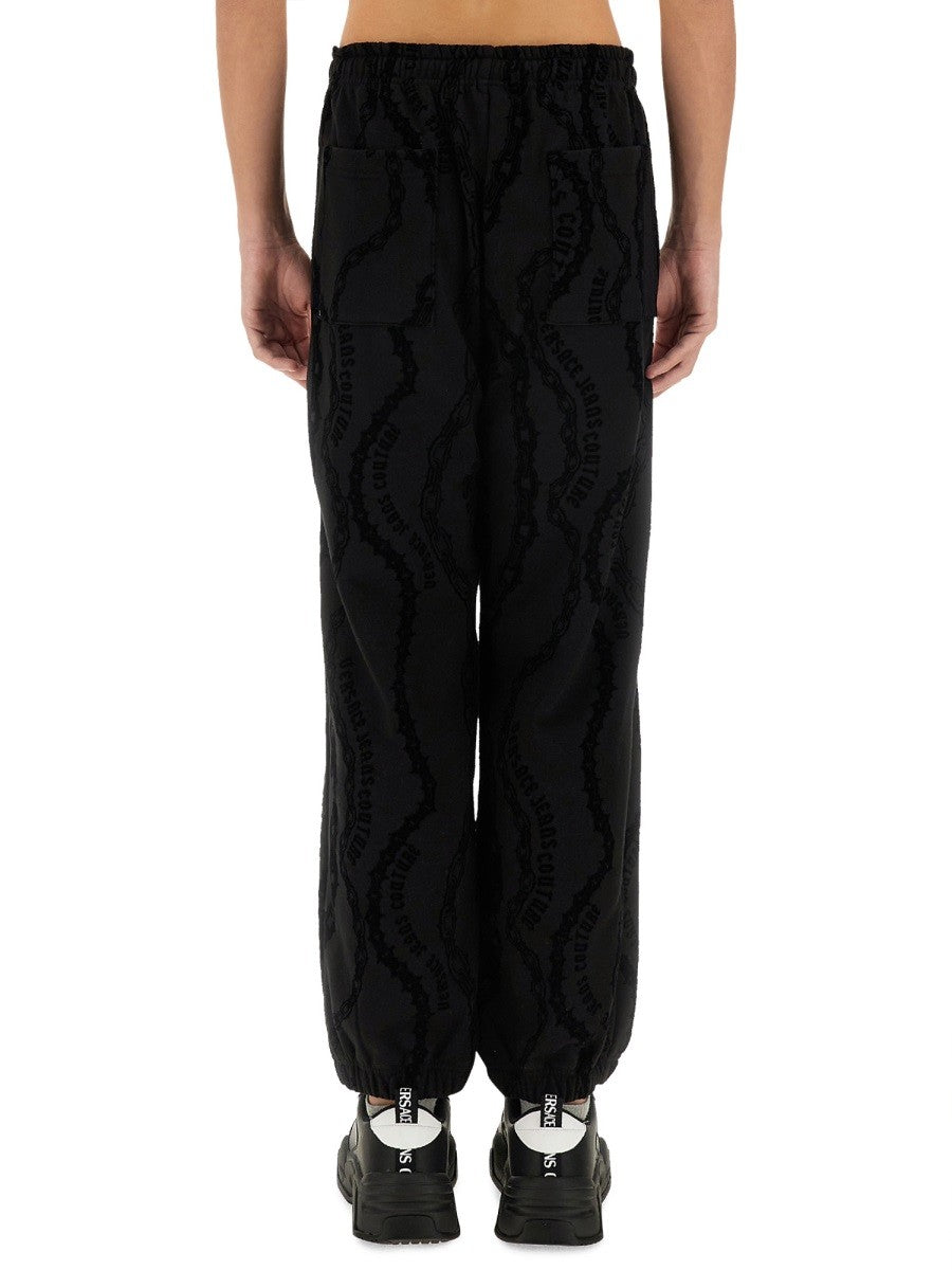 Versace Jeans Couture Men's All over Chain Jogging Pants Black