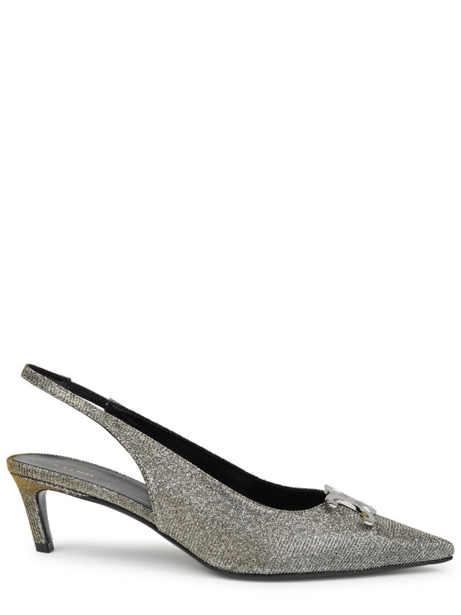 Celine Women's Alma Triomphe Iridescend Slingback Silver