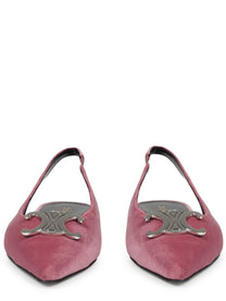 Celine Women's Alma Triomphe Velvet Flat Slingback Multicolor