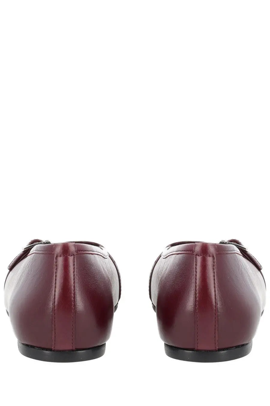 Alohas women’s ballerina cendana red burgundy leather loafers with sleek minimalist design and black rubber soles