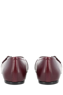 Alohas women’s ballerina cendana red burgundy leather loafers with sleek minimalist design and black rubber soles