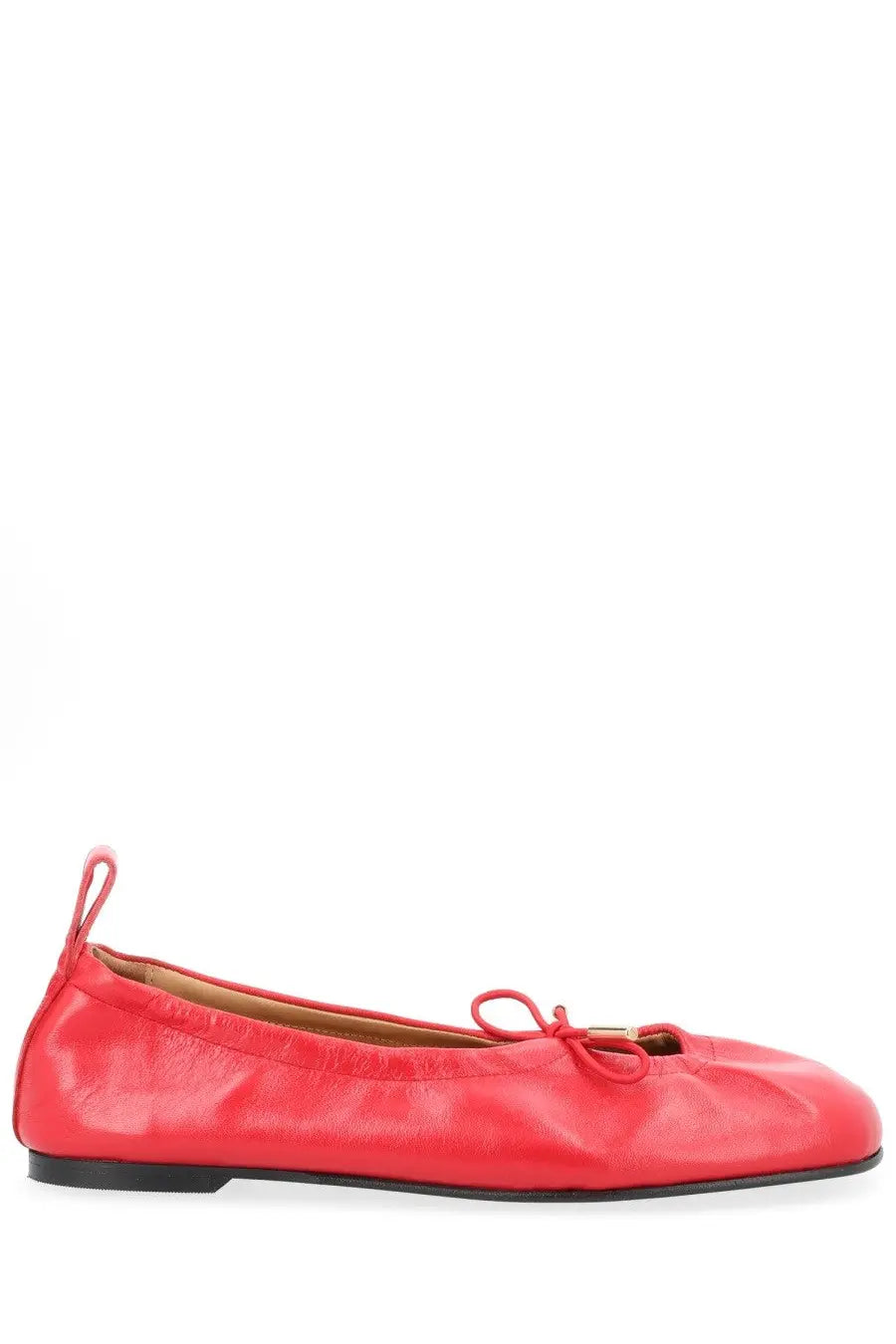 Alohas women’s ballerina Rosalind red bright red leather ballet flat with small bow and pull tab on heel