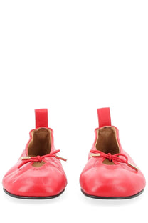 Alohas women’s ballerina Rosalind red bright red leather ballet flats with matching ribbon ties and gold-tone hardware