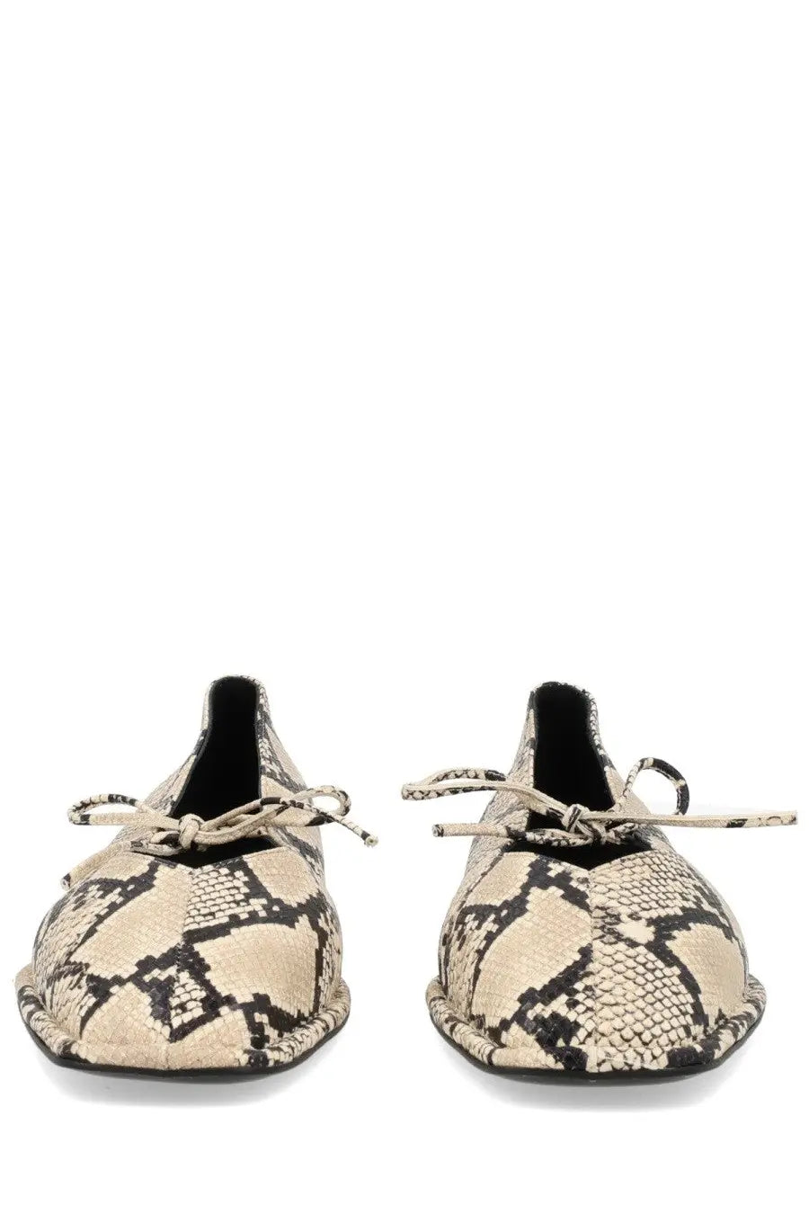 Alohas women’s ballerina sway flat shoes in beige and black snake print with tied laces for casual wear