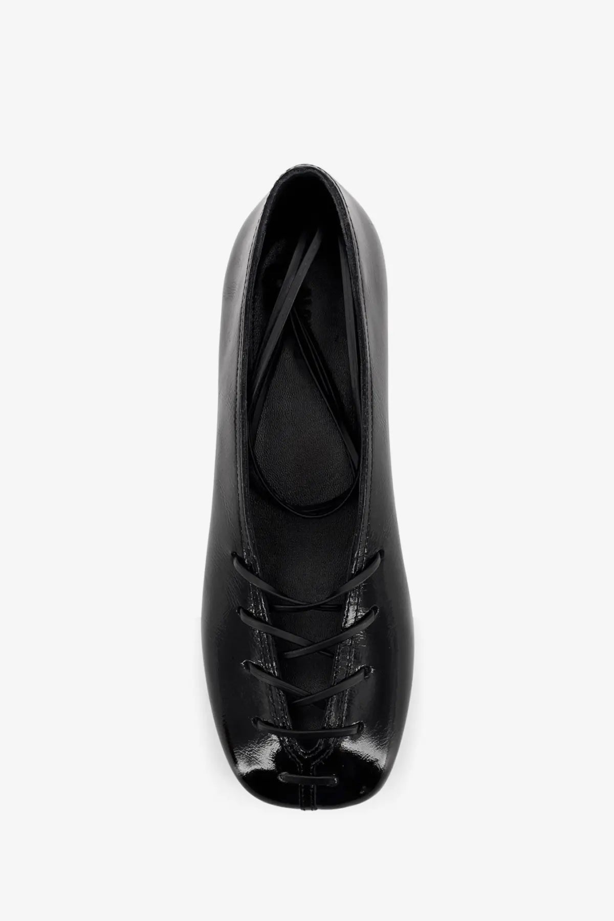 Alohas women’s bumi patent leather black ballet flats with square toe and sleek minimalist lace-up design
