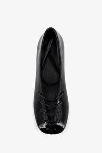 Alohas women’s bumi patent leather black ballet flats with square toe and sleek minimalist lace-up design