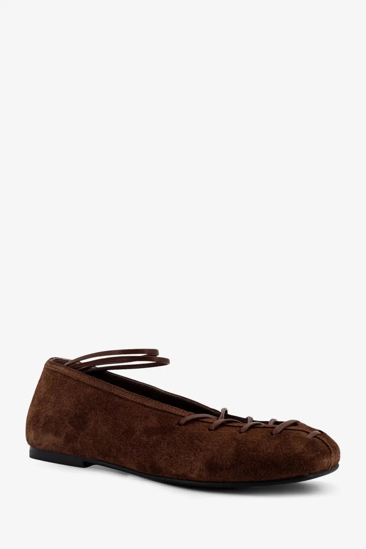 Alohas women’s bumi brown suede ballet flat with lace-up detailing and low heel for casual wear