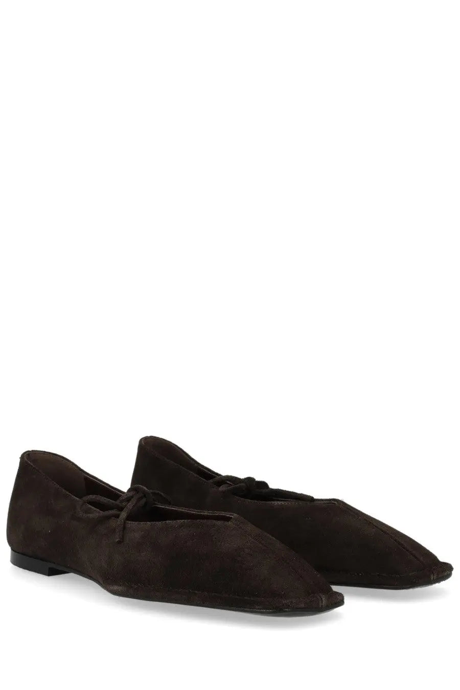 Alohas women’s dancer sway brown dark brown suede ballet flats with pointed toe and tied laces