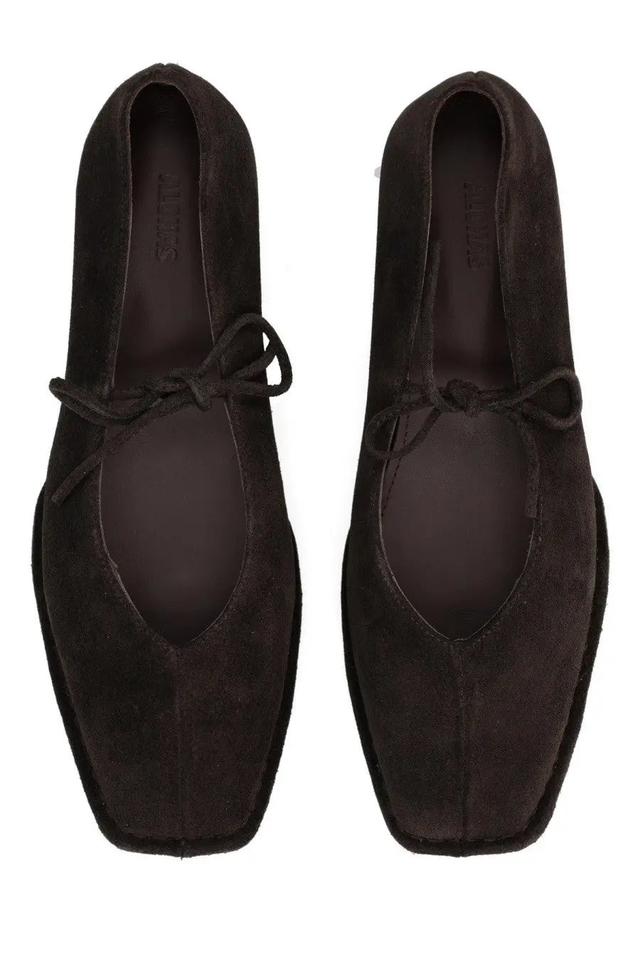 Alohas women’s dancer sway brown dark brown suede loafers with square toe and tied laces