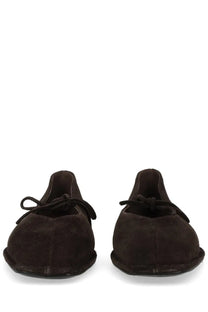 Alohas women’s dancer sway brown dark brown suede loafers with tied bow details on the front side