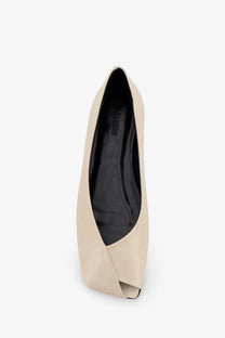 Beige alohas women’s katia leather ballerinas with a smooth leather finish and minimalist peep-toe pump design