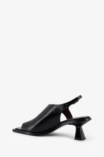 Alohas women’s mahina black leather slingback sandal with square toe and chunky block heel