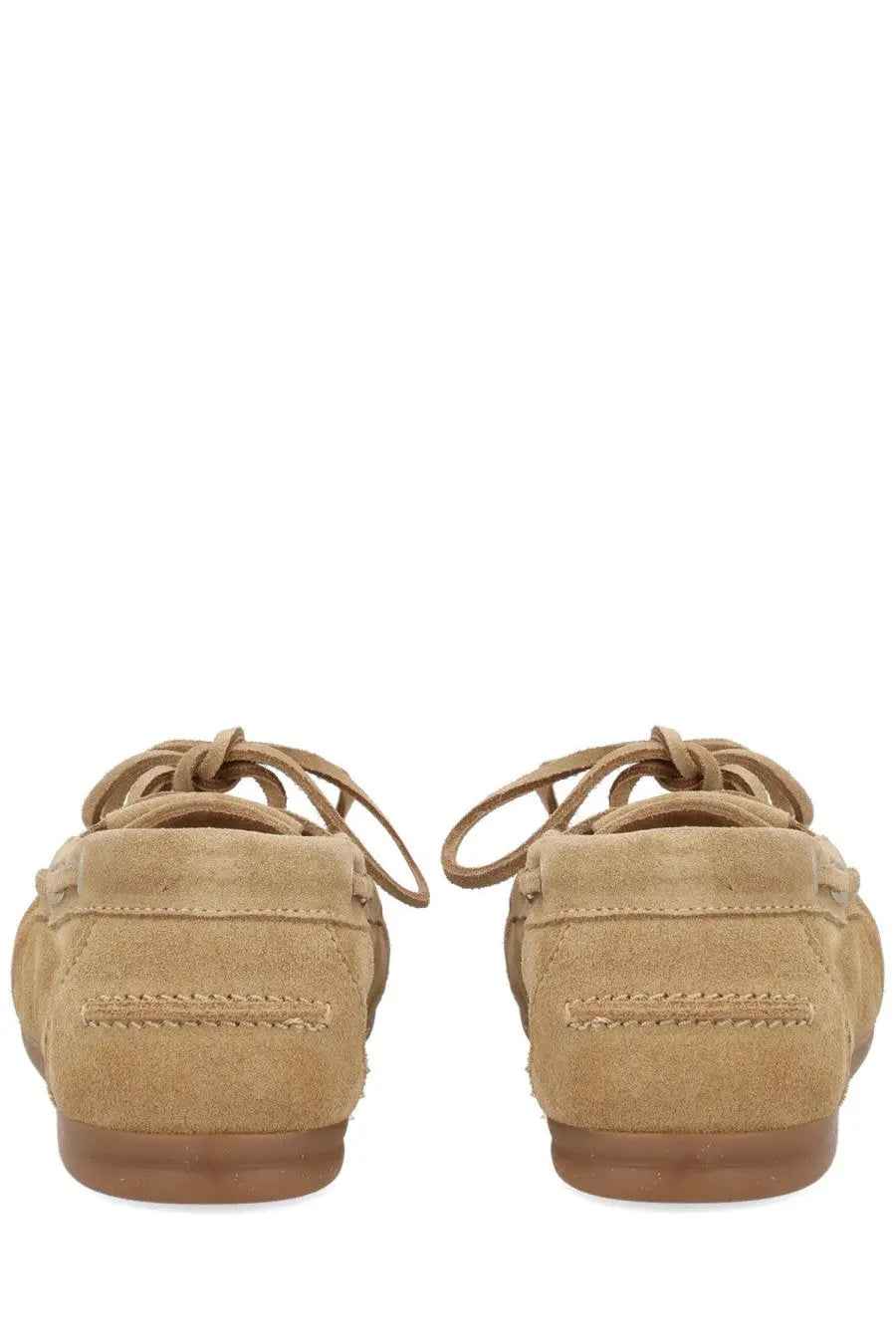 Alohas women’s mocassino rowan beige tan suede moccasin shoes with matching laces and brown rubber sole