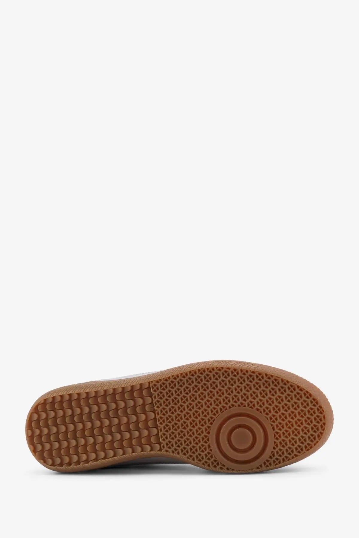 Brown rubber sole with textured circular tread design on alohas women’s rife metallized leather sneakers silver