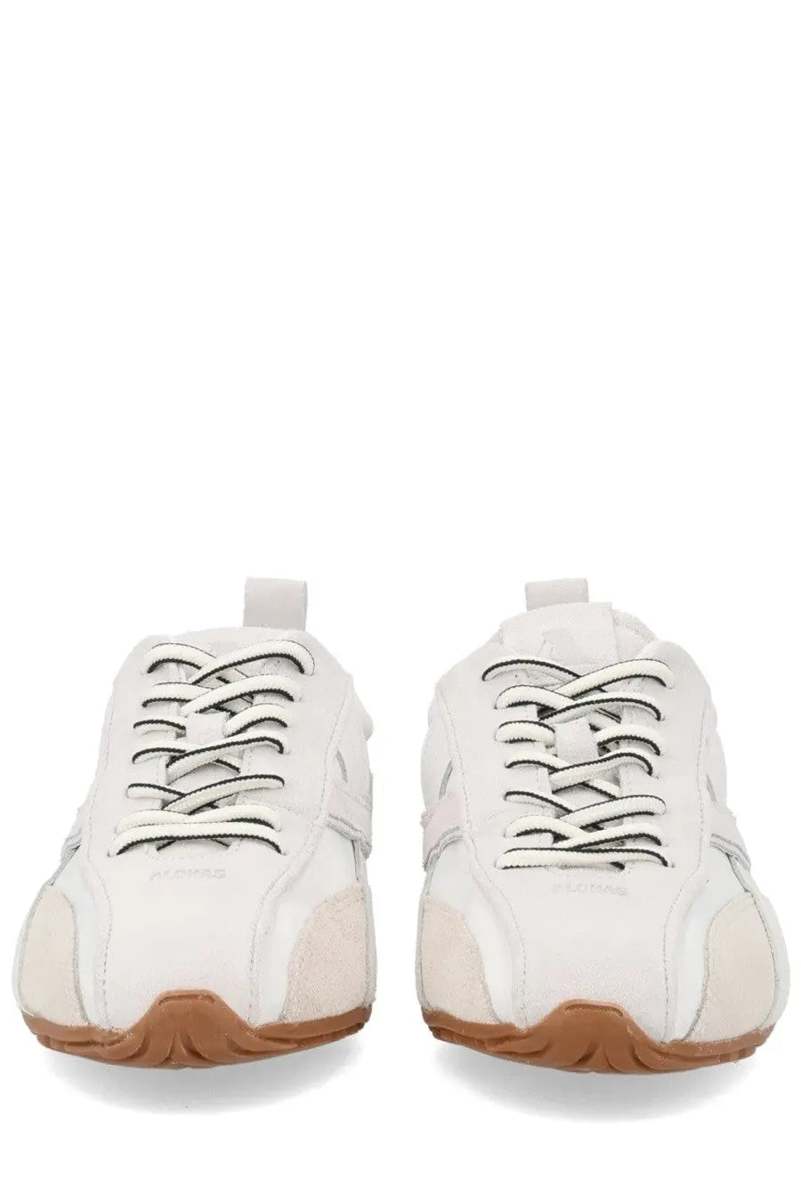 Alohas women’s sneaker tb304 white leather with black laces and tan rubber soles for casual wear