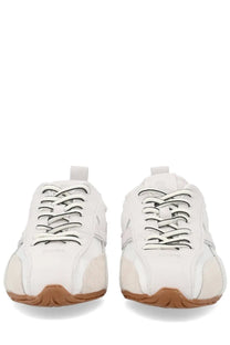 Alohas women’s sneaker tb304 white leather with black laces and tan rubber soles for casual wear