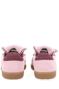 Alohas women’s sneaker tb490 club blue in pink suede with maroon accents and a gum rubber sole