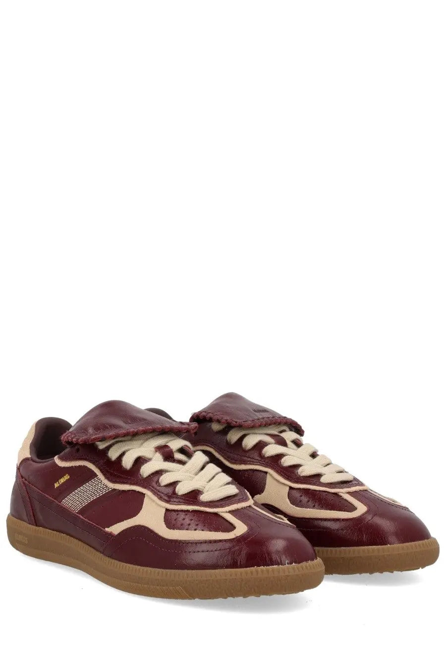 Alohas women’s sneaker tb490 club red maroon and beige leather with textured side panel detail