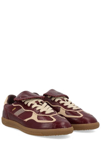 Alohas women’s sneaker tb490 club red maroon and beige leather with textured side panel detail
