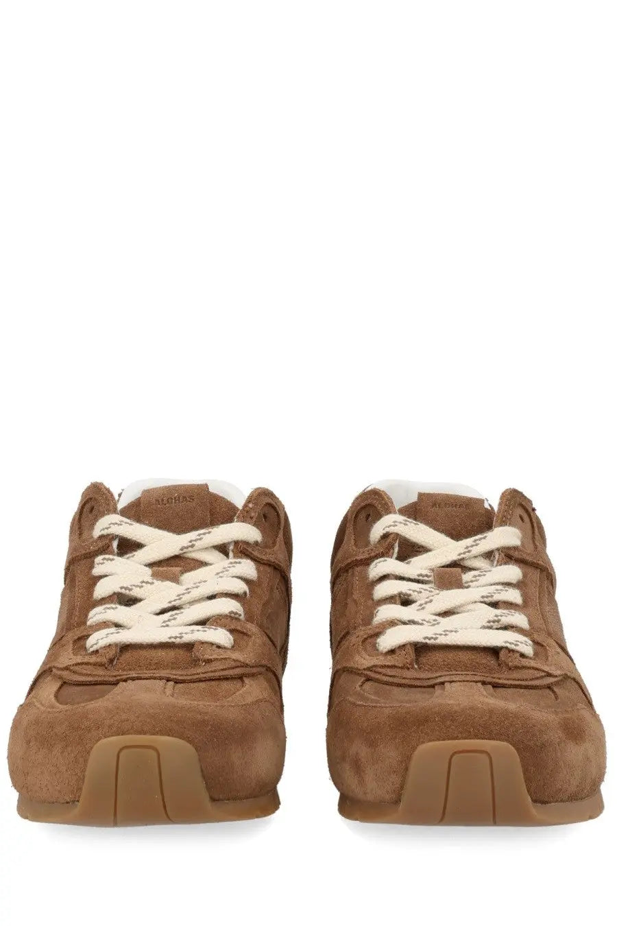 Alohas women’s sneaker tb56 brown suede with cream laces and matching gum rubber sole