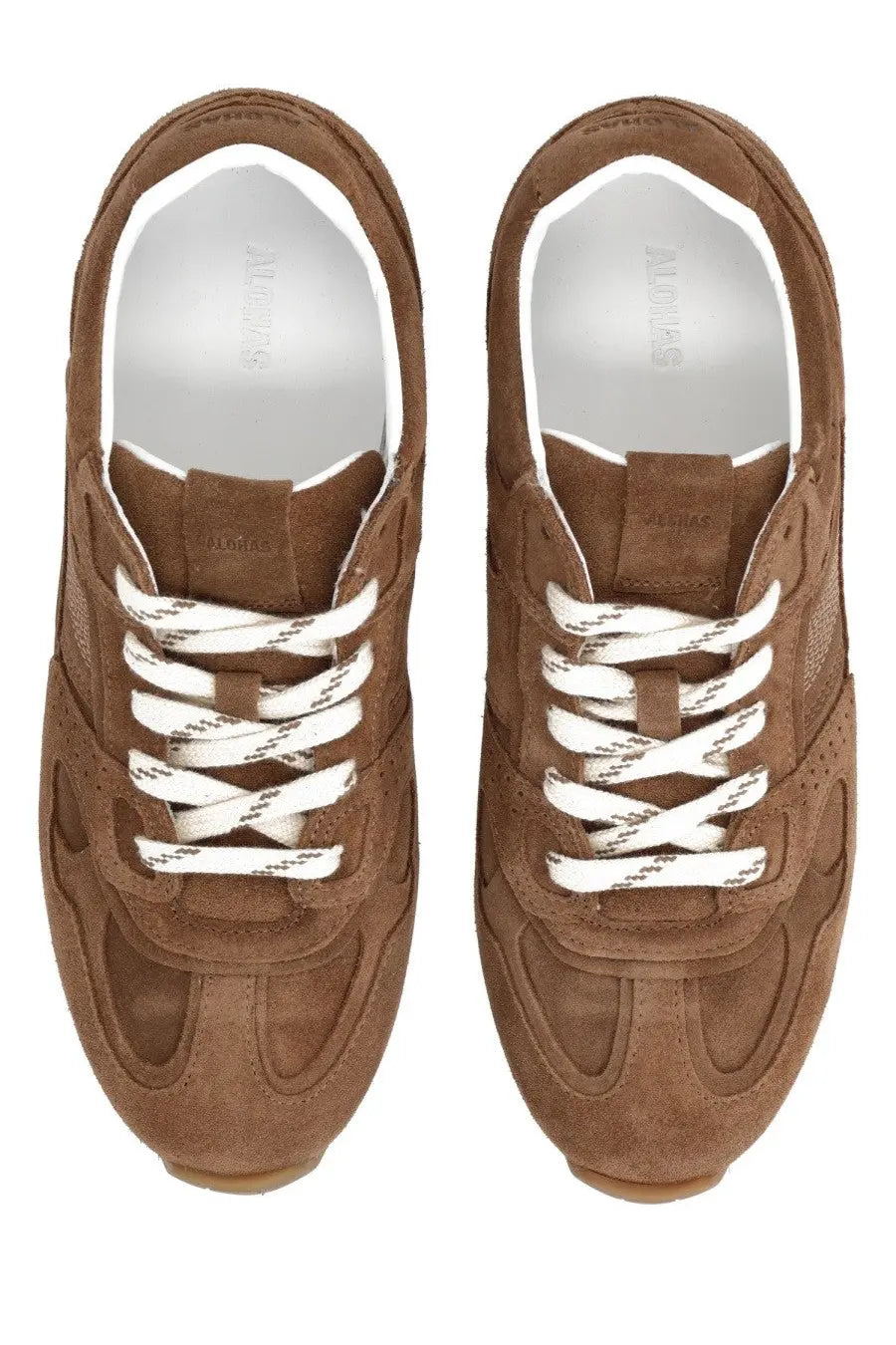 Alohas women’s sneaker tb56 brown brown suede sneakers with white laces and matching rubber sole