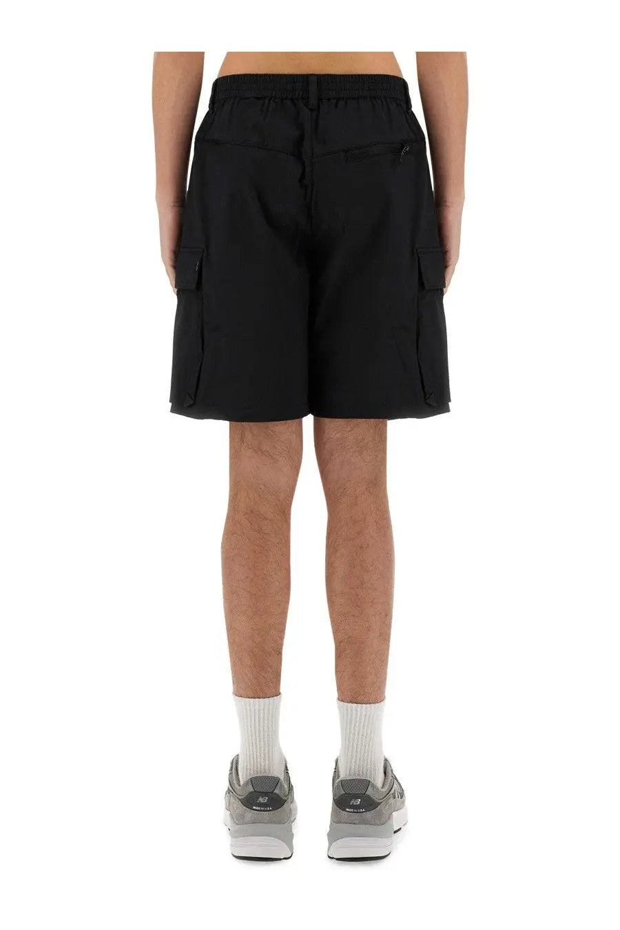 Alpha industries men’s black cargo shorts with drawstring waist and multiple side pockets for utility use