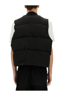 Alpha Industries unisex sleeveless MA black quilted puffer vest with horizontal stitching and high collar
