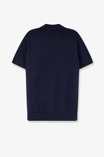 Alpha-Studio men’s cotton polo shirt in dark navy blue with short sleeves ribbed collar and hem