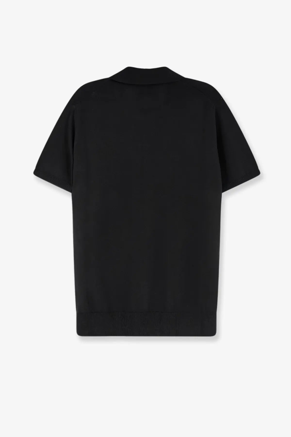 Alpha-studio men’s black cotton polo shirt with short sleeves ribbed collar and hem front view