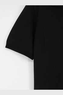 Alpha-studio men’s black cotton polo shirt with short sleeves and ribbed cuffs for casual wear