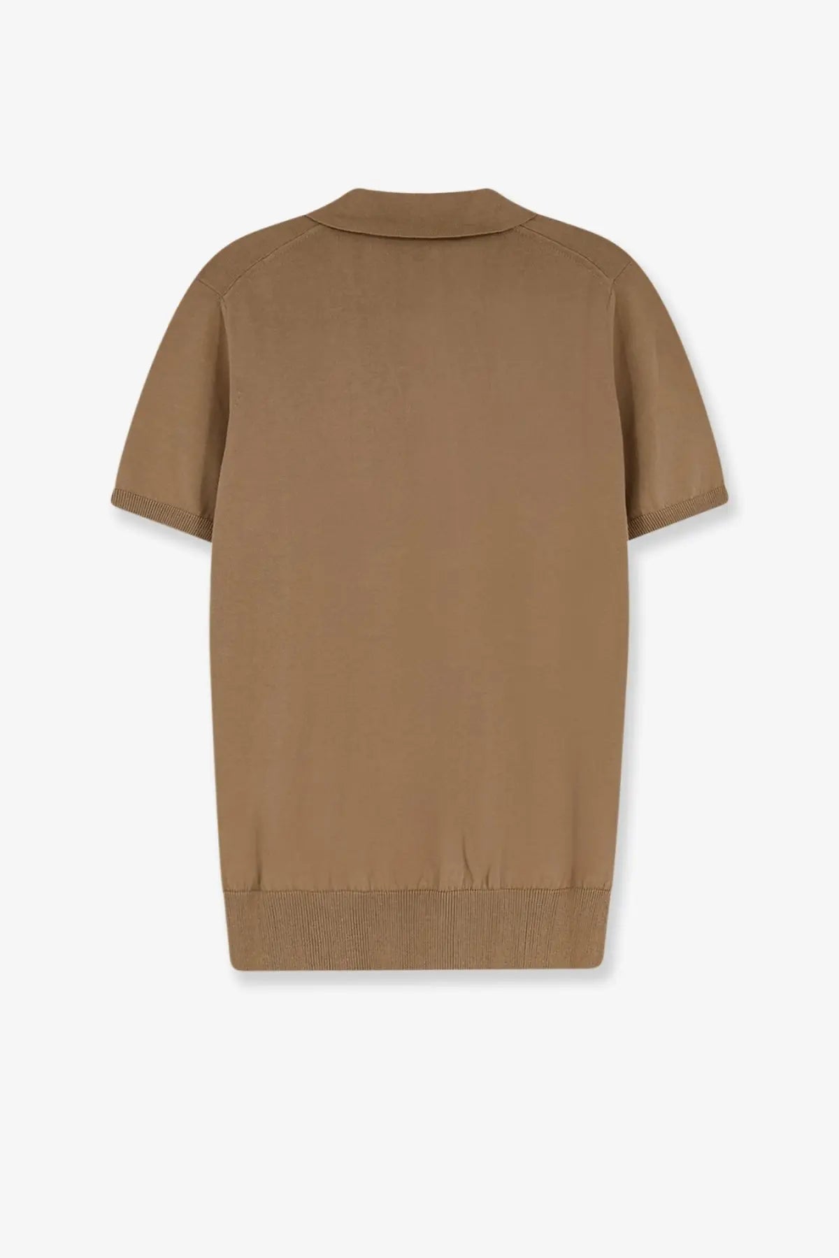 Alpha-studio men’s cotton polo shirt in green with tan short sleeves and ribbed collar cuffs and hem