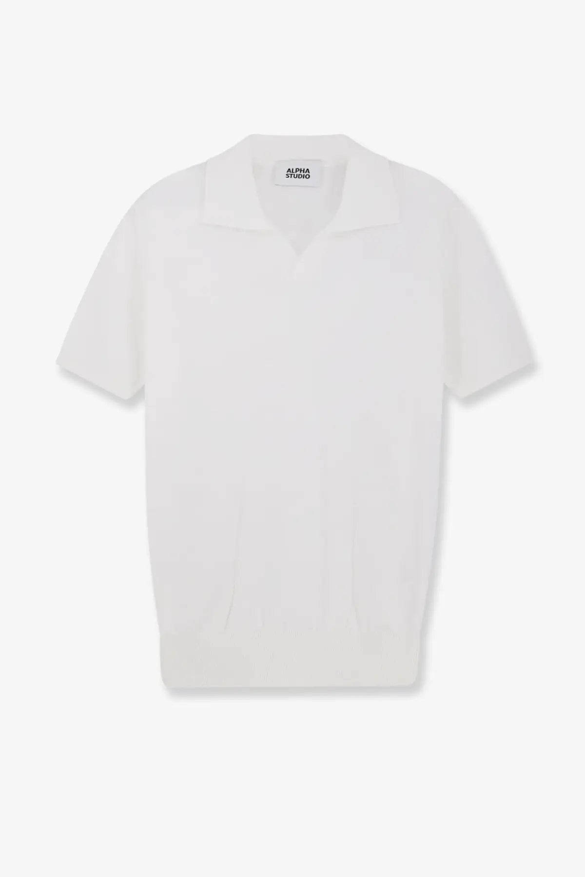 Alpha-studio men’s white cotton polo shirt with short sleeves and a clean minimalist design