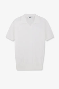 Alpha-studio men’s white cotton polo shirt with short sleeves and a clean minimalist design