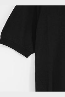 Alpha-Studio men’s black cotton and silk blend polo featuring a short-sleeved knit design with ribbed cuffs