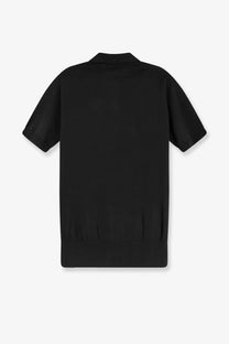 Alpha-Studio men’s black polo shirt with classic collar and ribbed hem made from cotton and silk blend