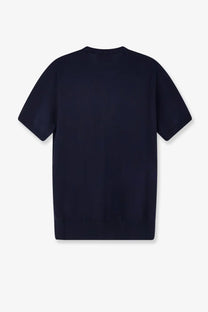 Alpha-Studio men’s cotton sweater blue dark navy short-sleeved t-shirt with simple crew neck design