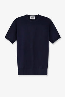 Alpha-Studio men’s cotton sweater navy blue short-sleeved crew neck t-shirt ideal for casual wear