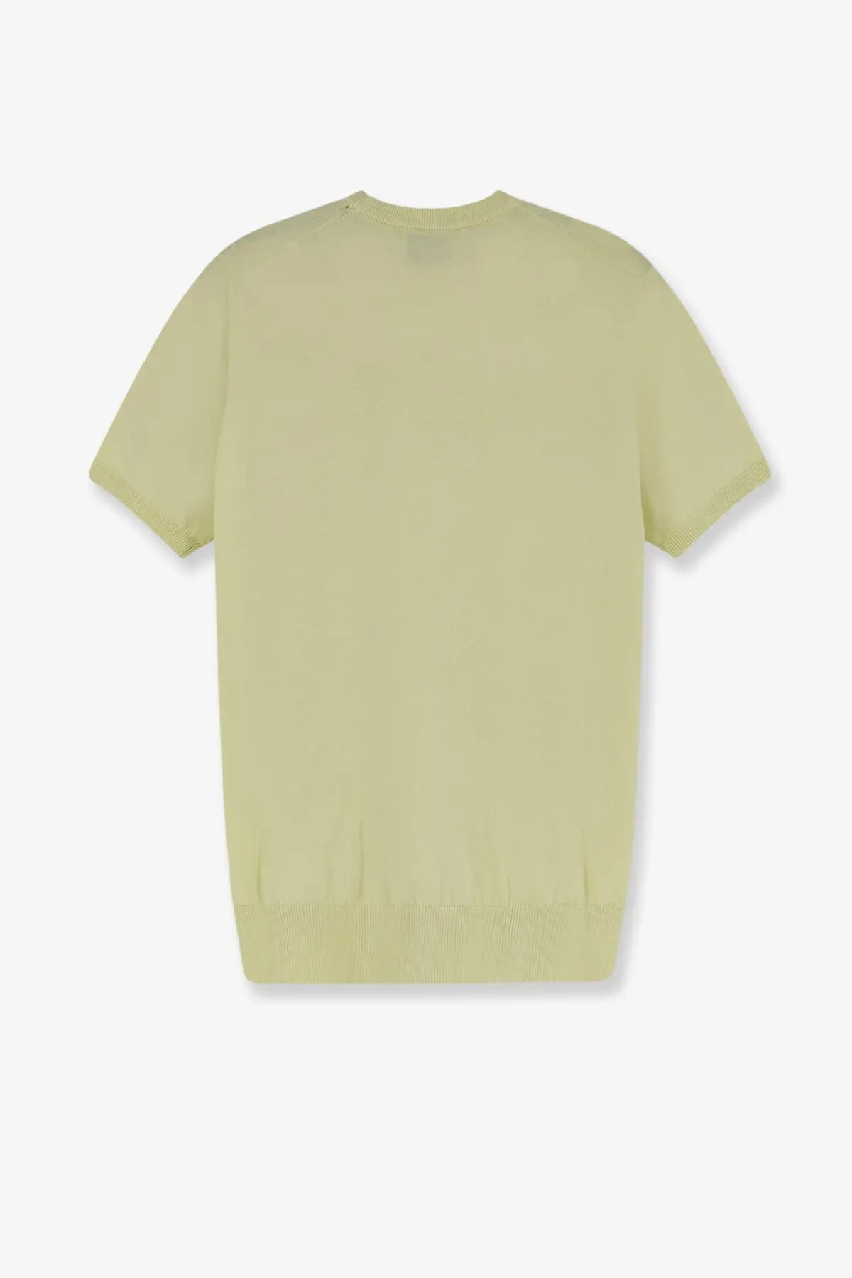 Alpha-Studio men’s pale green cotton short-sleeved knit top with ribbed crew neckline and hem