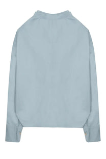 Alysi women’s camicia con fiocco blue light blue long-sleeved button-up shirt with relaxed fit and pleated cuffs