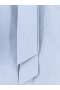 A sleek minimalist white cotton tie with a smooth matte finish paired with alysi women’s cotton shirt cielo