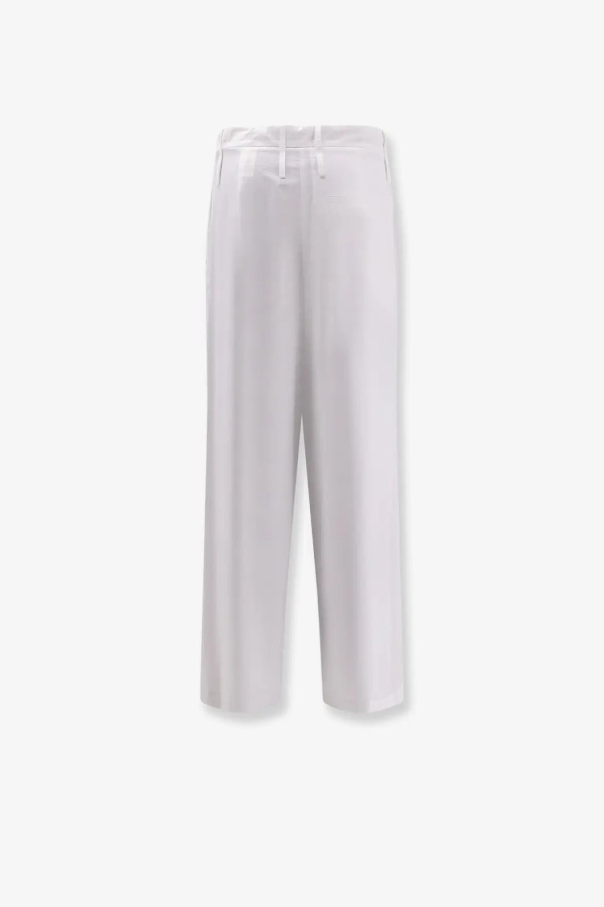 Alysi women’s white cotton wide-leg trousers with a drawstring waistband for comfortable casual wear