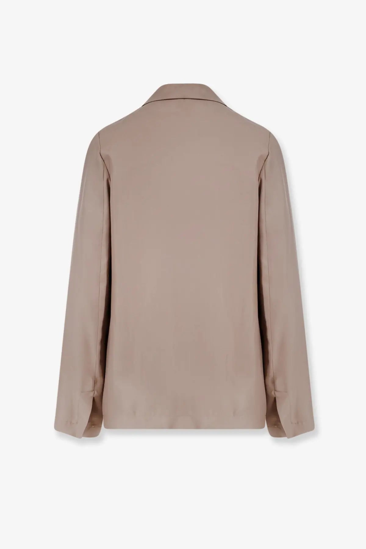 Alysi women’s beige double breasted silk blazer with sleek minimalist design and smooth fabric
